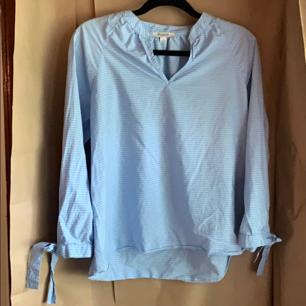 Madewell, Size Medium, Blouse, Blue, White Stripe